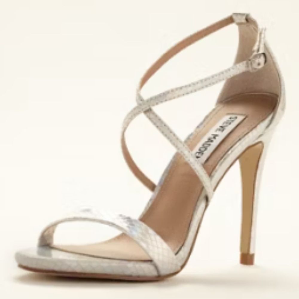 Steve Madden Women's Gold Glitter Feliz Strappy Open Toe Heeled SandalsSize 9.5M